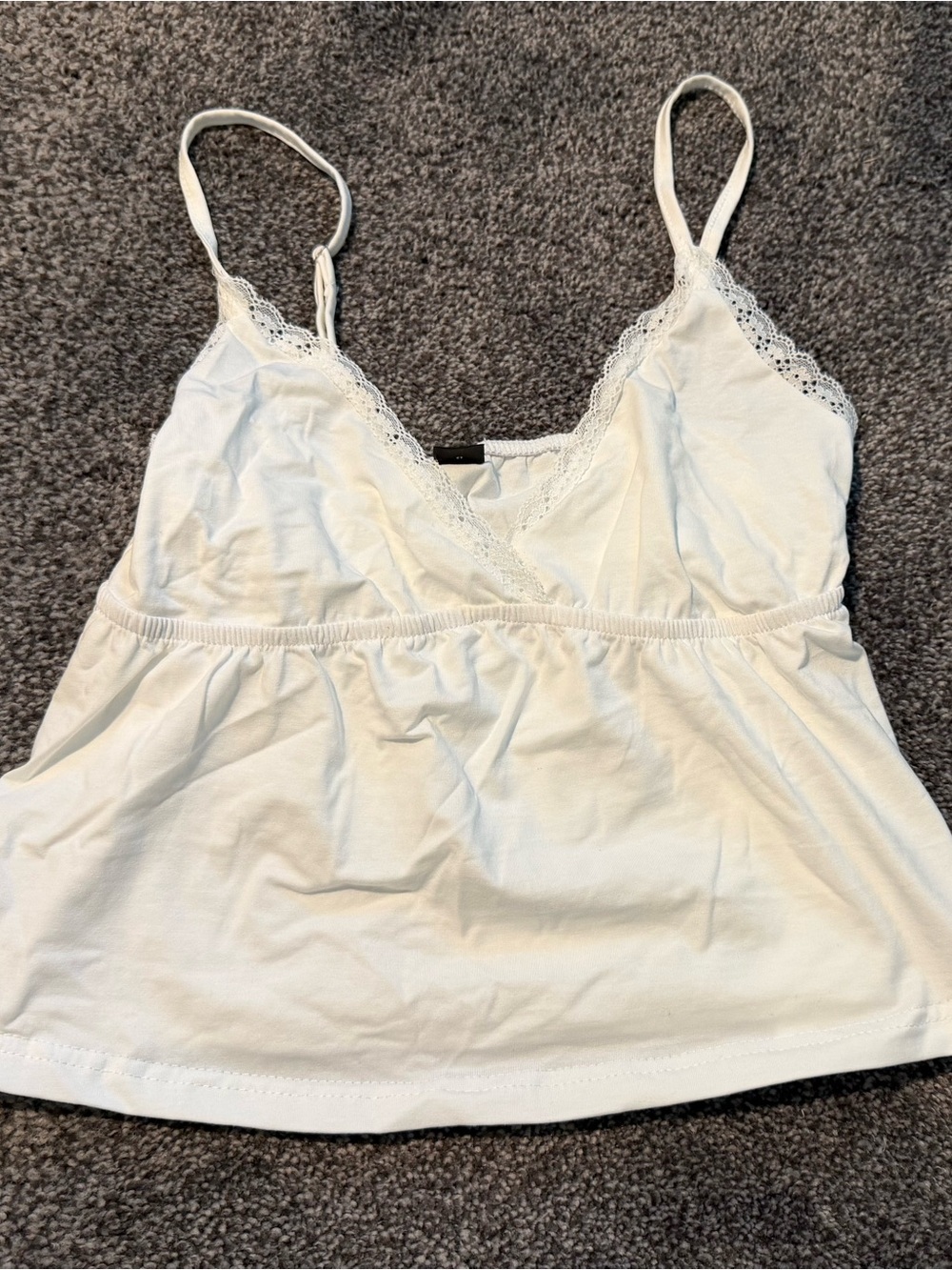 White Lace-Trim Camisole Tank A-7